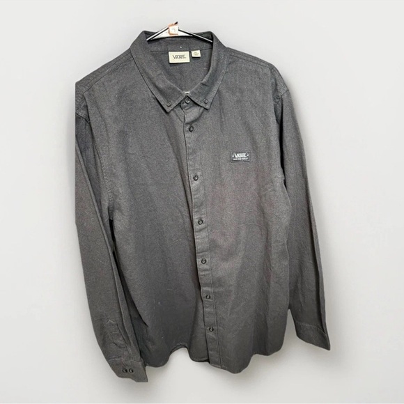 Vans Dark Grey Casual Button Down Shirt Classic Collar Relaxed Fit - Picture 1 of 6